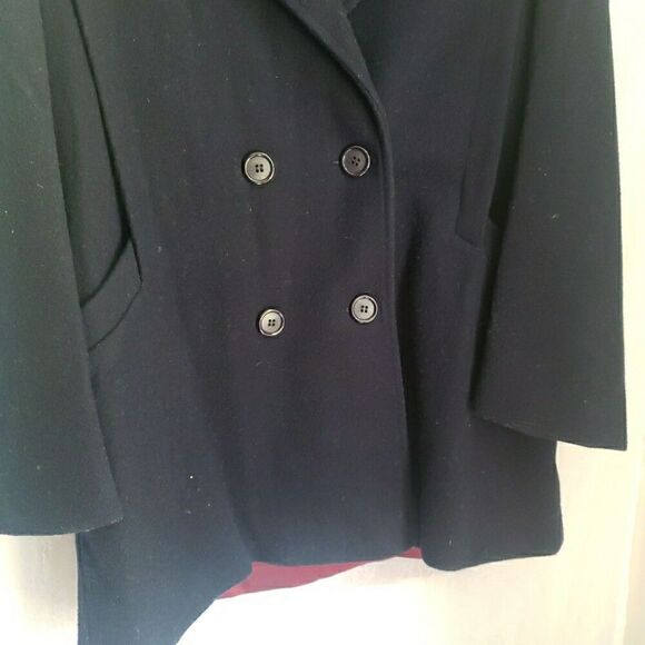 Westbound Dillard's Pea Coat Navy Double Breasted 100% Wool Shell Size 12 - Picture 7 of 13